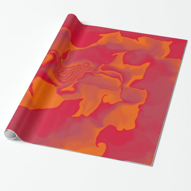 Röda och orange vågor presentpapper (Utrullad)