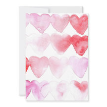 Röda Och Rosa Akvarellhjärtan Inbjudan