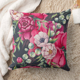 Röda och rosa blommor  kudde