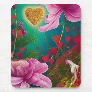 Röda och Rosa Blommor och örter Musmatta