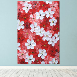 Röda och rosa blomster Impasto Väggkonst Canvastryck