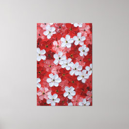 Röda och rosa blomster Impasto Väggkonst Canvastryck
