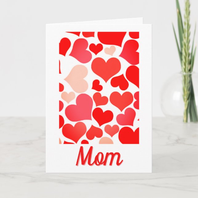 Röda och Rosa Hearts Mors dag för Mamma Kort (Framsida)