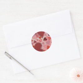 Röda och Rosa Hearts Runt Klistermärke