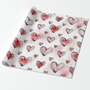 Röda och rosa hjärtan Alla hjärtans dag Presentpapper