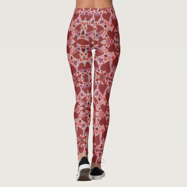Röda och rosa hjärtan leggings (Baksida)