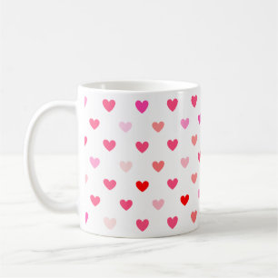Röda och rosa hjärtor kaffemugg