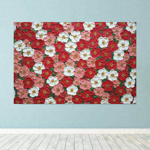 Röda och rosa körsbärsblommor – Impasto Väggkonst Canvastryck