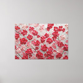 Röda och rosa körsbärsblommor – Impasto Väggkonst Canvastryck