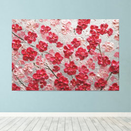 Röda och rosa körsbärsblommor – Impasto Väggkonst Canvastryck