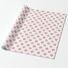 Röda och rosa läppstiftkyssar presentpapper