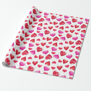 Röda och Rosa målade hjärtan Alla hjärtans dag Presentpapper