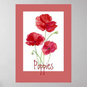 Röda och Rosa poppies, Garden, Flowers, Blommigt Poster