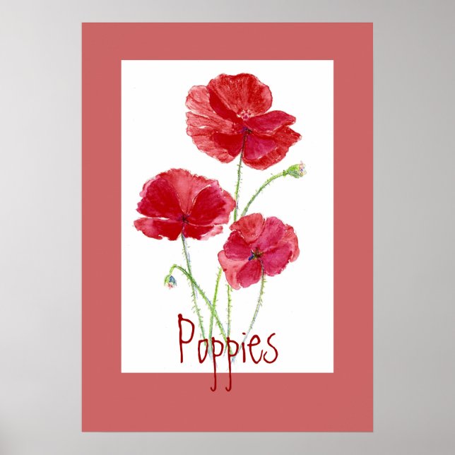 Röda och Rosa poppies, Garden, Flowers, Blommigt Poster (Framsidan)