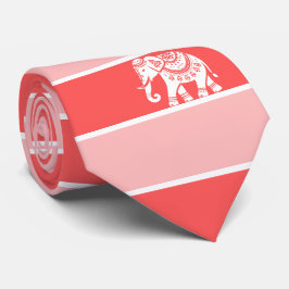 Röda och rosa ränder med vit elefant slips