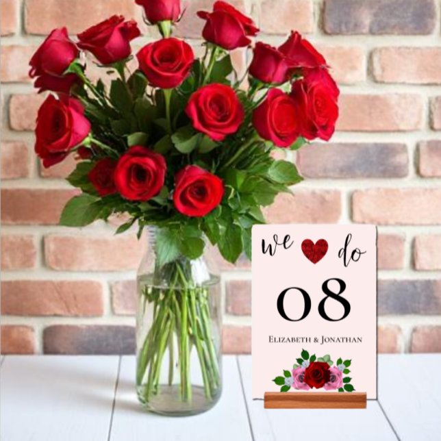 Röda och Rosa ros Bröllop Bordsnummer (Skapare uppladdad)