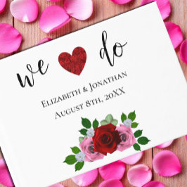 Röda och Rosa ros Bröllop Gästböcker