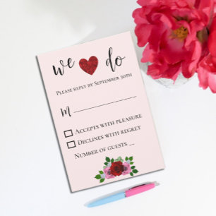 Röda och Rosa ros Bröllop OSA Kort