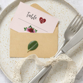 Röda och Rosa ros Bröllop Placeringskort