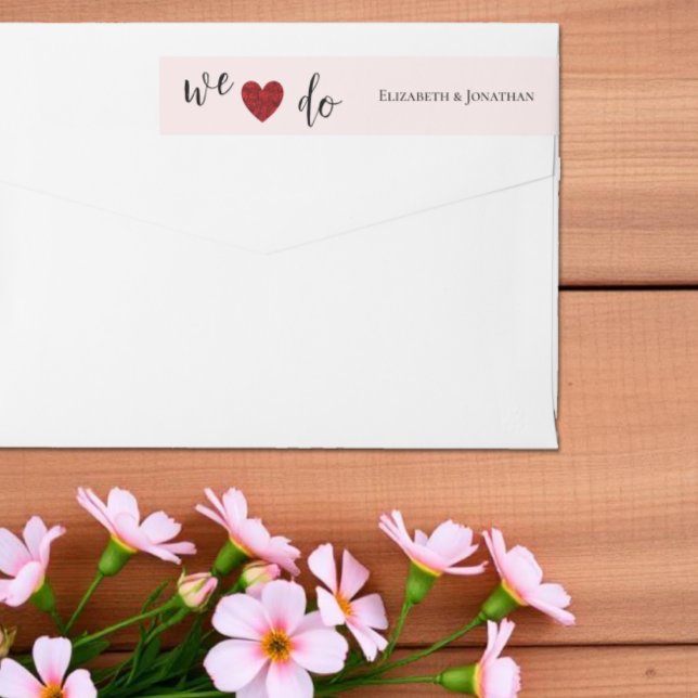 Röda och rosa rosor bröllop etikettband (Skapare uppladdad)