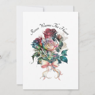Röda och rosa rosor med ett band kort