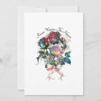 Röda och rosa rosor med kort och band