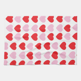 Röda och Rosa Valentines day Hearts Kökshandduk