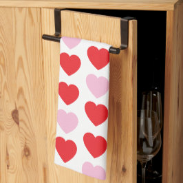 Röda och Rosa Valentines day Hearts Kökshandduk
