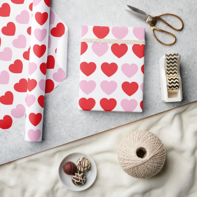 Röda och Rosa Valentines day Hearts Presentpapper (Hantverk)
