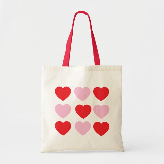 Röda och Rosa Valentines day Hearts Tygkasse (Framsidan)