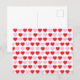 Röda och Rosa Valentines day Hearts Vykort