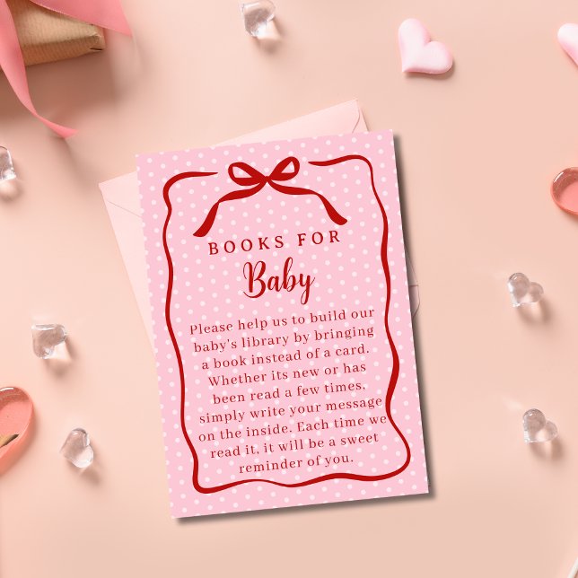 Röda och rosa valentinskortböcker för babyfest tilläggskort (Skapare uppladdad)