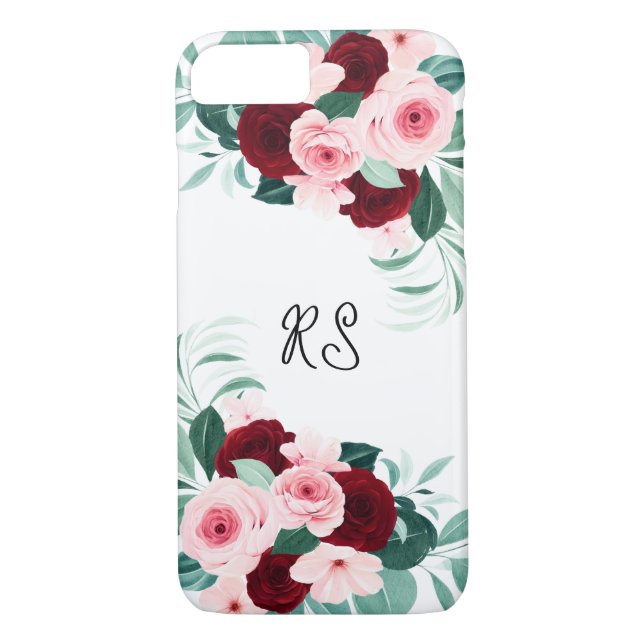 Röda och Rosa vattenfärgsblommor Case-Mate iPhone Skal (Baksida)