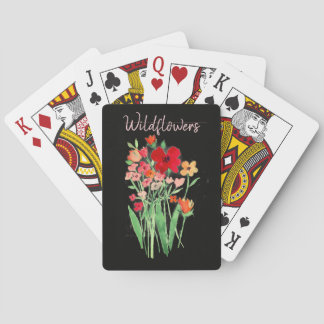 Röda och rosa vilda blommor Text Casinokort