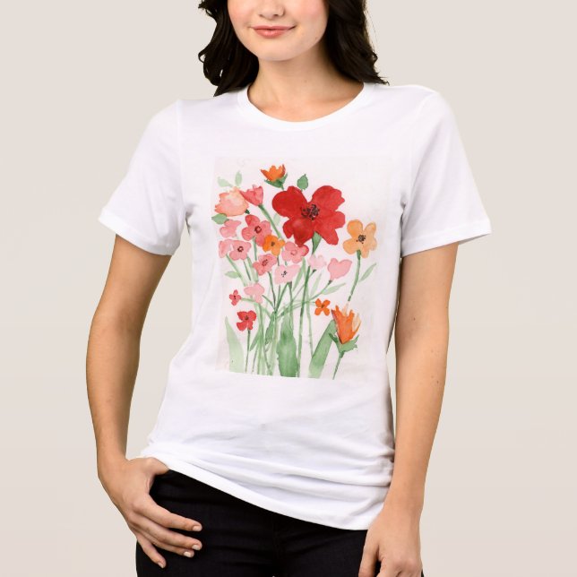 Röda och rosa vildblommor t shirt (Framsida)