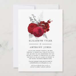 Röda och Silver Blommigt Bröllop Reduced Guest Lis Meddelande