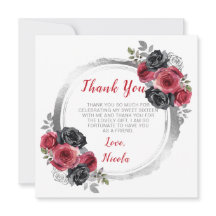 Röda och Silver Elegant Flowers Sweet sixteen