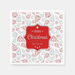 Röda och Silver Elegant Julgranar Mönster Pappersservett