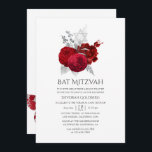 Röda och Silver Vintage Ro Bat mitzvah Inbjudningar<br><div class="desc">Chic vintage röd färgad ro bat mitzvah inbjudan med accenter av folie från silver.</div>