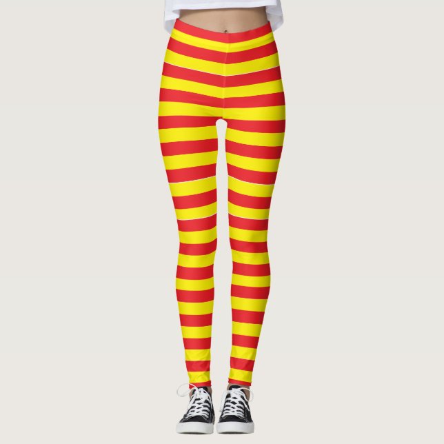 Röda och strippade Gulter Leggings (Framsida)