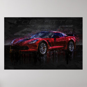 Röda och svart Corvette Z06 Poster