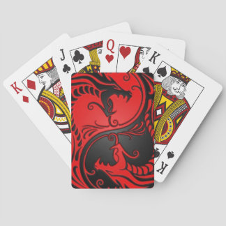 Röda och svart Yin Yang drakar Casinokort