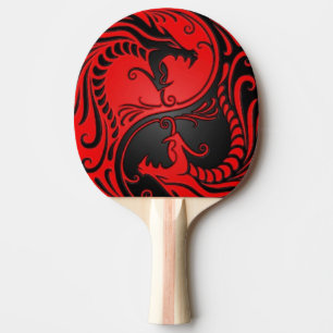 Röda och svart Yin Yang drakar Pingisracket