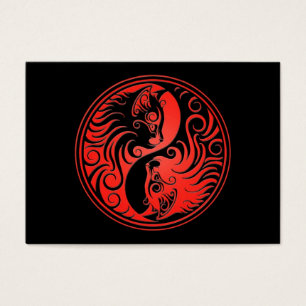 Röda och svart Yin Yang kattungar Visitkort
