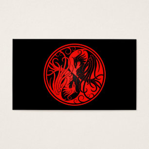 Röda och svart Yin Yang Phoenix Visitkort