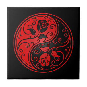 Röda och svart Yin Yang ro Kakelplatta