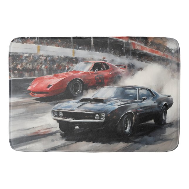 Röda och svarta bilar badrumsmatta (Framsidan)