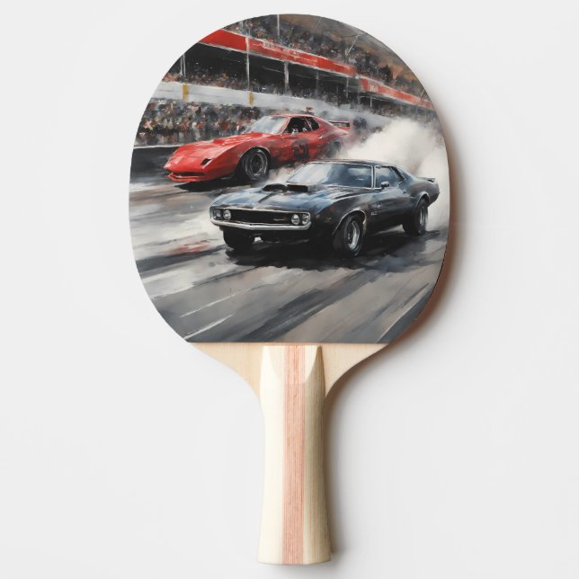 Röda och svarta bilar pingisracket (Framsidan)
