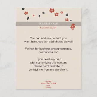 Röda och svarta blommor på Beige Elegant Flygblad