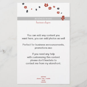 Röda och svarta blommor på vit Elegant Flygblad